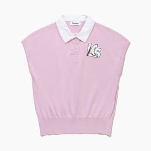 [르꼬끄골프] 여성 우븐 카라 슬리브리스 스웨터 (GQ122LKP36)