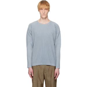 25 SS Homme Plisse Issey Miyake 남성 블루 컬러 플리츠 티셔츠 251729M213011