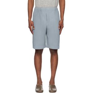 25 SS Homme Plisse Issey Miyake 남성 블루 컬러 플리츠 쇼츠 251729M193001