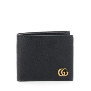 GUCCI 해머드 레더 맨 소재의 GG Marmont 로고 블랙 폴더형 지갑 428726DJ20T1000