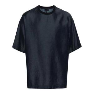 조르지오아르마니 로고 자수 데님 티셔츠 3DST65SD4CZ