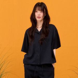 [체이스컬트]여성 린넨 라이크 오픈 카라 반팔 셔츠-EBRG5572D04