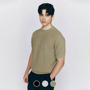 [지오다노] 남성 스티치 반팔 니트 스웨터 055527