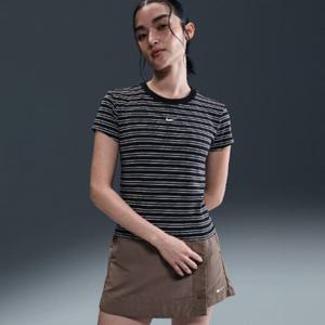 나이키반팔티 OQC HF9525-010 스포츠웨어 칠 니트 여성 슬림 스트라이프 티셔츠