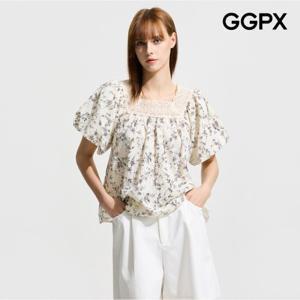 [GGPX] 레이스 스퀘어넥 플라워 블라우스 (GP5SH003F)