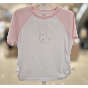 로엠걸즈라글란 셔링 아스킨 반팔티셔츠RGRA2553C
