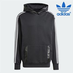 [아디다스] 후드티 /E7- IZ4053 / 남성 F LTHR HOOD 페이크 레더 아디컬러 3S 헤비 플리스 후디