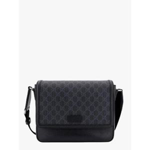 GUCCI Gg supreme and leather shoulder bag with frontal patch 795459FADJK