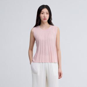 [플리츠미(여성)]보리코 플리츠 슬리브리스 티셔츠_PPTSM325003