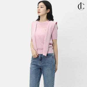 엘케이트 여자 니트 셋업 반팔티 레이어드 니트 가디건 숄 LDOR008