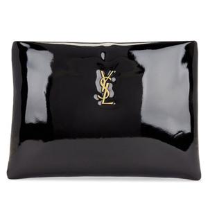 25 SS 생로랑 YSL 모노그램 로고 페이턴트 레더 라지 클러치백 블랙 778943 2IU0W 1000