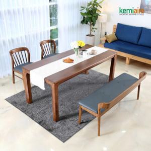 케미에르 아슬로바 4인 원목식탁SET(벤치형) KHD-409B
