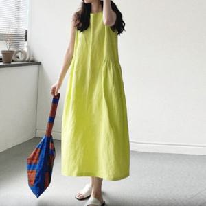 [헤레이스]린넨 볼륨 나시 원피스_YMSH23SS1239