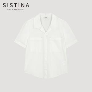 [SISTINA] 인기 포켓 오픈 칼라 반팔 셔츠_AWWSTO21750_OW