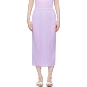 25 SS 이세이미야케 여성 퍼플 먼슬리 컬러 에이프릴 미디 스커트 242941F092007