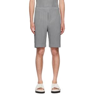 25 SS Homme Plisse Issey Miyake 남성 그레이 먼슬리 컬러 메이 쇼츠 242729M193012