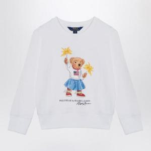 POLO RALPH LAUREN 프린트가 있는 화이트 코튼 블렌드 스웨트셔츠 313945063001CO/XH_POLOR-WHT