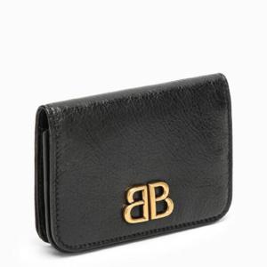 BALENCIAGA 로고가 있는 모나코 블랙 가죽 카드 케이스 7656312AAXB/XG_BALEN-1000
