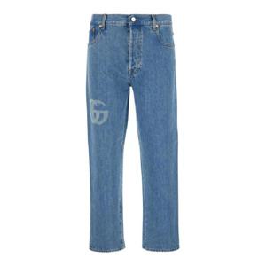 GUCCI 앞면과 뒷면에 더블 G 디테일이 있는 라이트 블루 파이브-포켓 진, 코튼 맨 815642XDC6W4492