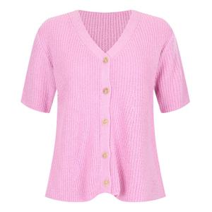 샵앤) 국산 여성 Y단추 A라인핏 레이어드 골지 반팔 가디건 BOM-WCD-20406-핑크