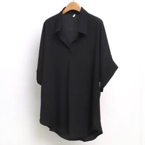 [아이우먼]빅사이즈반팔블라우스 5181L504 오픈롤업블라우스 WW