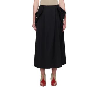 25 SS 까르뱅 여성 블랙 랩 그랭 드 푸드르 미디 스커트 251319F092004