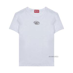 [디젤] SS25 여성 메탈릭 로고 티셔츠 A16839 0CLBR 100