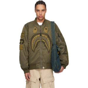 BAPE 점퍼 카키 샤크 MA 1 보머 재킷 242546M175004