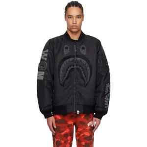 BAPE 점퍼 블랙 샤크 MA 1 보머 재킷 242546M175005