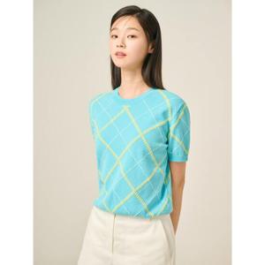 [빈폴레이디스] 아가일 반소매 풀오버 스카이블루 (BF5451C05Q)