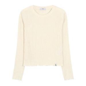 르샵  라운드넥 스모킹 밑단 물결 블라우스 L2F26WBL020