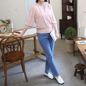 [쉬즈마담]T57335 벌룬 소매 V넥 가디건 60대 엄마옷