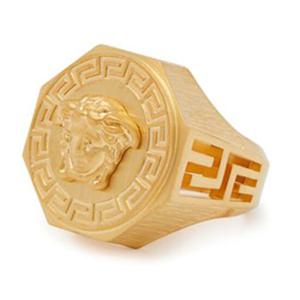 25 FW 베르사체 Medusa 메두사 그레까 컷아웃 골드톤 메탈 볼드 링 반지 DG54710 DMT1 D0