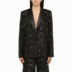 ROTATE BIRGER CHRISTENSEN 스팽글이 달린 블랙 싱글 브레스트 재킷 111574100PL/XG_ROTAT-1000