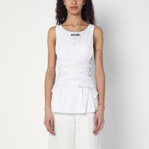 MOSCHINO White tank top in cotton with laces A12060445/Q_MOSCH-0001