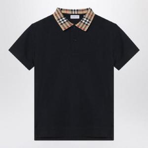 BURBERRY 블랙 코튼 폴로 셔츠 8105570153158/Q_BURBE-A1189