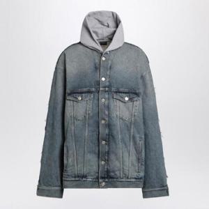 BALENCIAGA Denim and fleece cotton jacket with logo 825285THW25/Q_BALEN-4245