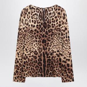 DOLCE&GABBANA 실크 블렌드 레오파드 프린트 티셔츠 F73V6TFSADD/XH_DOLCE-HY13M