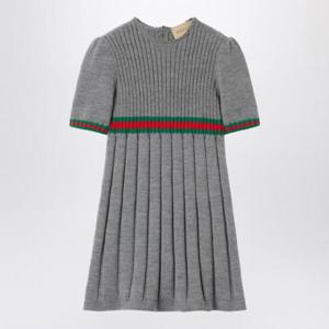 GUCCI 웹 리본 디테일이 있는 그레이 울 드레스 787050XKD51/XH_GUC-1127