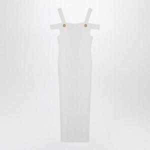 BALMAIN 더블 스트랩이 달린 화이트 니트 드레스 DF1RJ155KF24/XH_BALMA-0FA