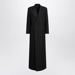 GUCCI Black coat in silk and jacquard wool GG 830840Z7APD/Q_GUC-1000