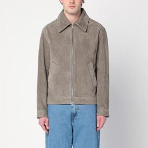AMI PARIS Gray suede zip-up jacket HJK143LH0054/Q_AMI-0952