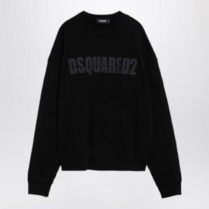 DSQUARED2 로고가 있는 블랙 코튼 크루넥 스웨트셔츠 S74GU0820S25030/XH_DSQUA-900