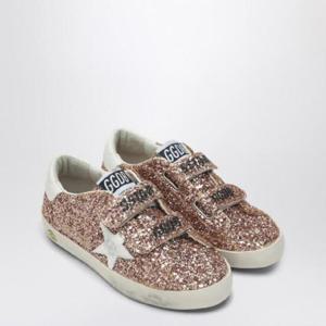 GOLDEN GOOSE 복숭아/화이트 글리터의 올드 스쿨 로우 트레이너 GYF00111F007034/Q_GOLDE-25762