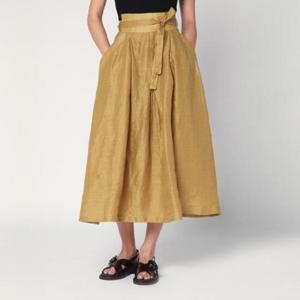 MKDT STUDIO Nova pleated skirt in ramie 25-2-078-3952CO/Q_MKDT-GO