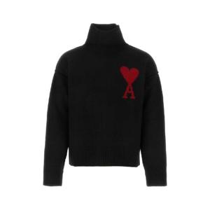 AMI Black wool oversize sweater BFUKS406018 009