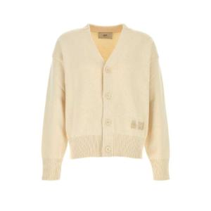 AMI Cream cotton blend cardigan HKC163KN0063 136