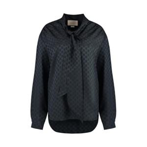 구찌 리본 실크 블라우스 740513ZAISQ 1000 Black