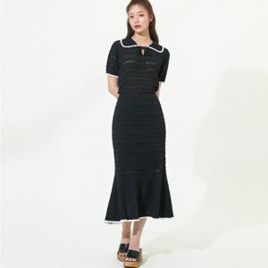 플라스틱아일랜드  (PR2KS561) 크로셰 니트 머메이드 스커트