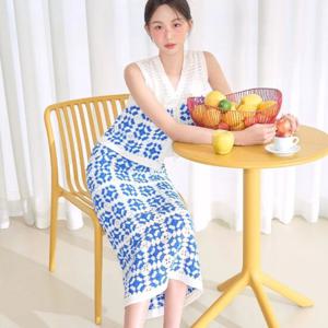플라스틱아일랜드  (PR2KS562) 크로셰 스퀘어 롱 스커트